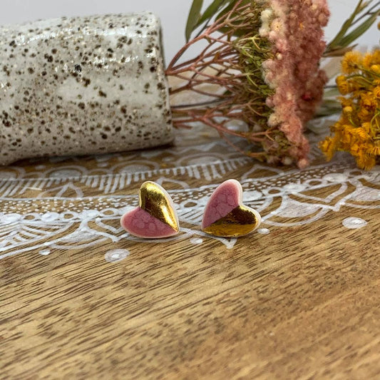 Pink and Gold - Stud Earrings