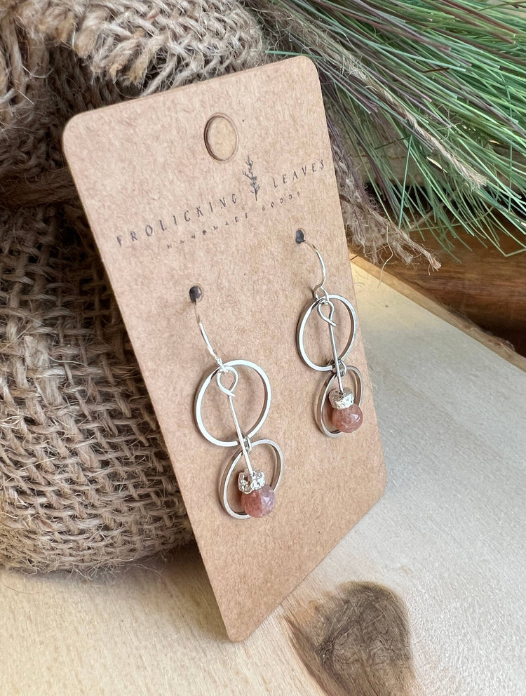 Sunstone & Silver Ring Earrings