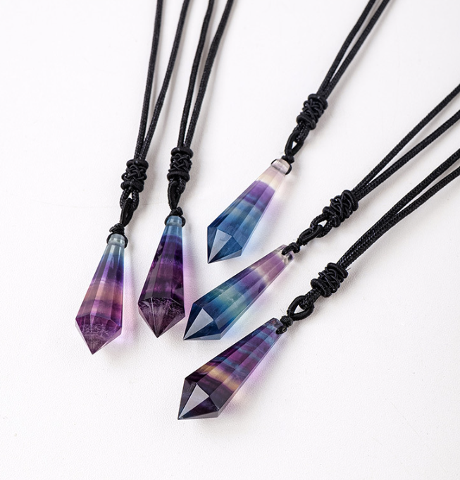 Rainbow Fluorite Necklace Pendulum
