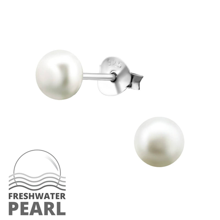 Silver Freshwater Pearl Stud 9mm