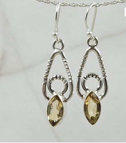 Citrine Earrings Sterling Silver Marquise