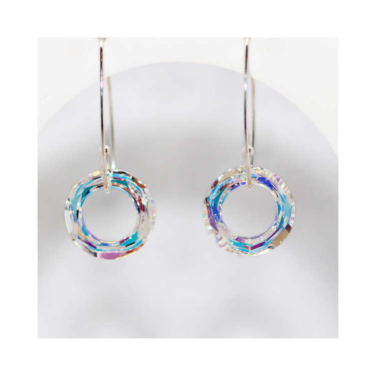 Crystal Halo Silver Earrings