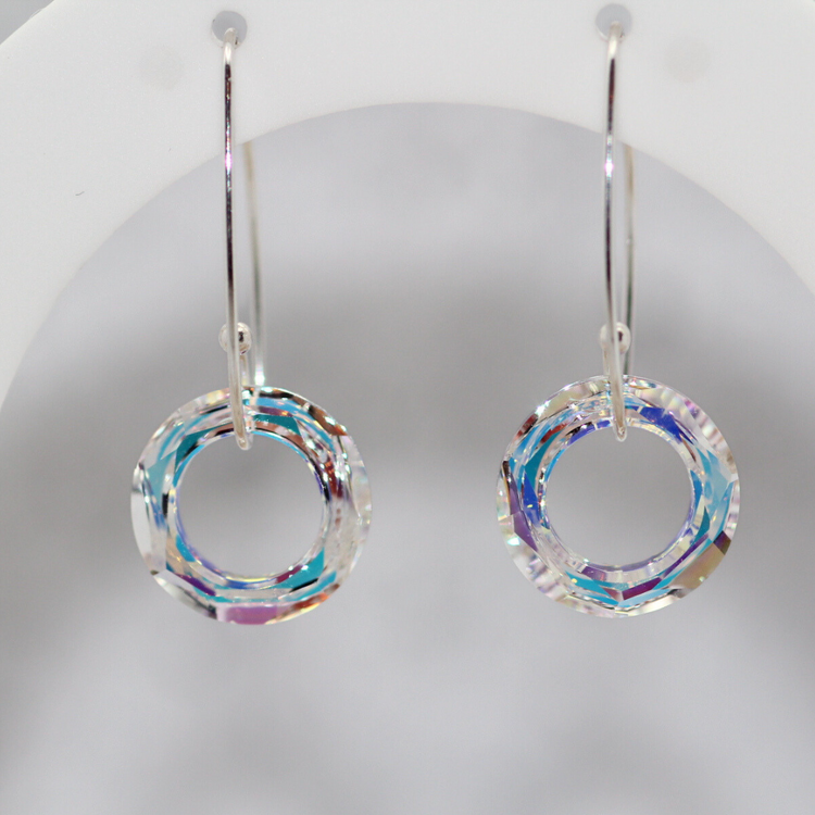 Crystal Halo Silver Earrings