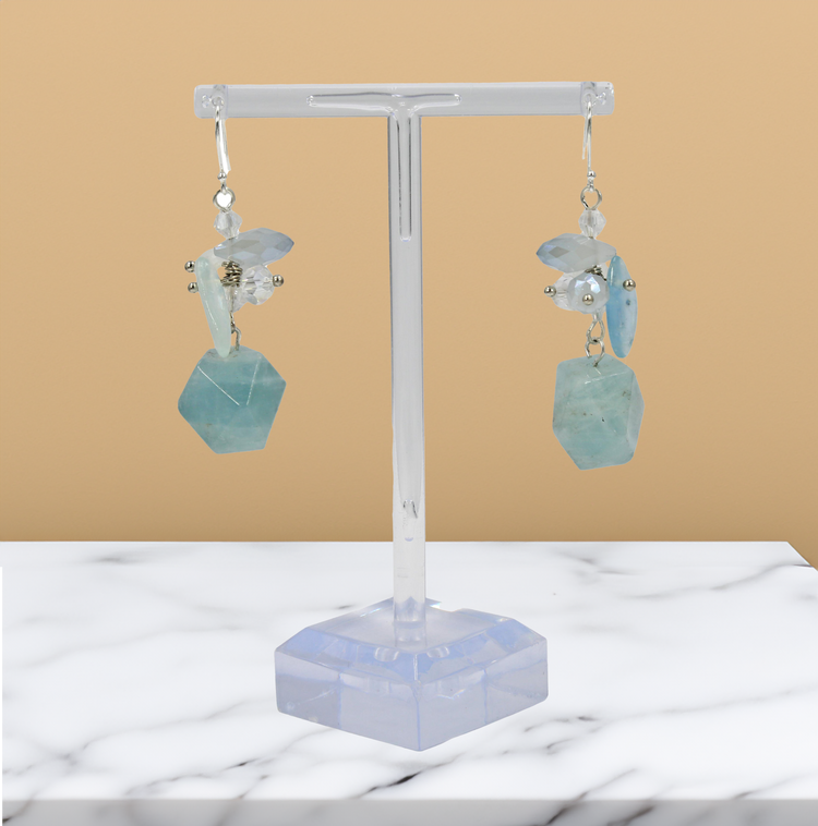 Aquamarine Gemstones Dangle Earrings