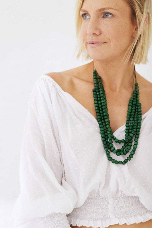 Coffee Tree Bead Necklace Emerald