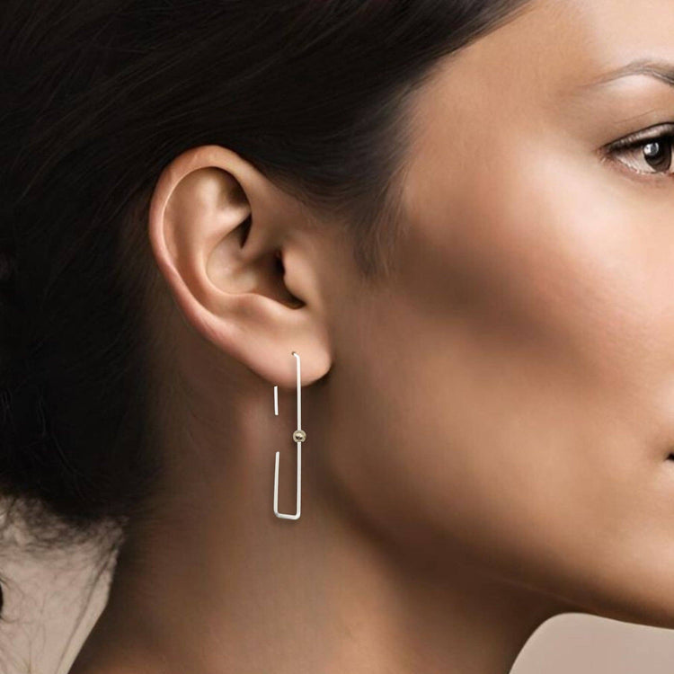 Sterling Silver Rectangle Threader Earrings