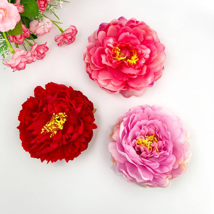 Peony Flower Hair Clip: Pink