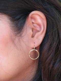 Gold Diamond Cut Circle Earrings