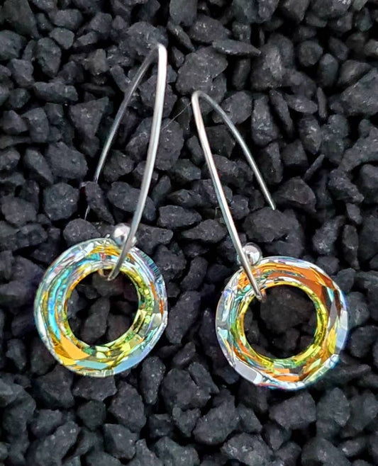 Crystal Halo Silver Earrings