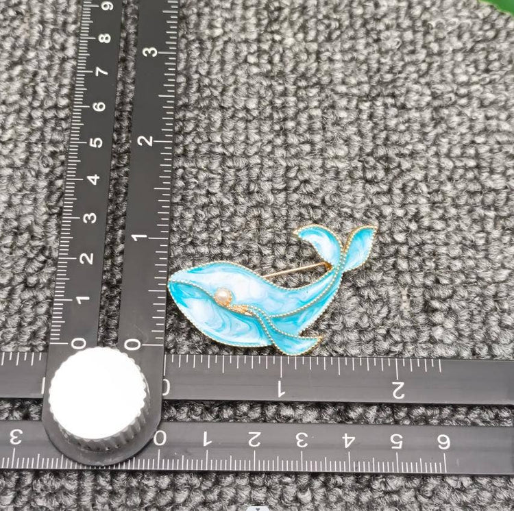 Enamel Whale Brooch | Clothes Pins: Black gray