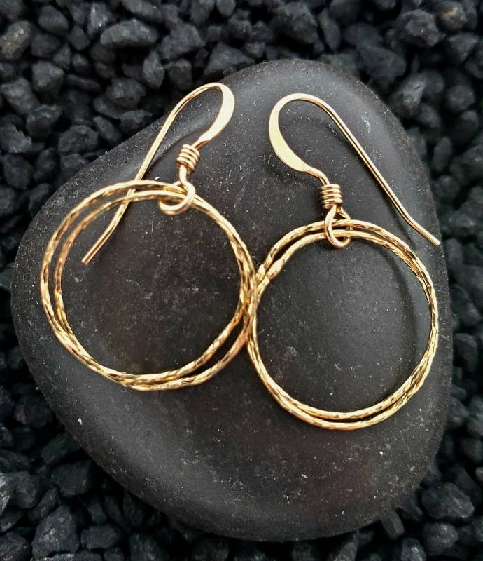 Gold Diamond Cut Circle Earrings