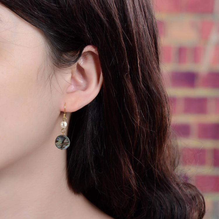 Abalone & Pearl Drop Silver Earring