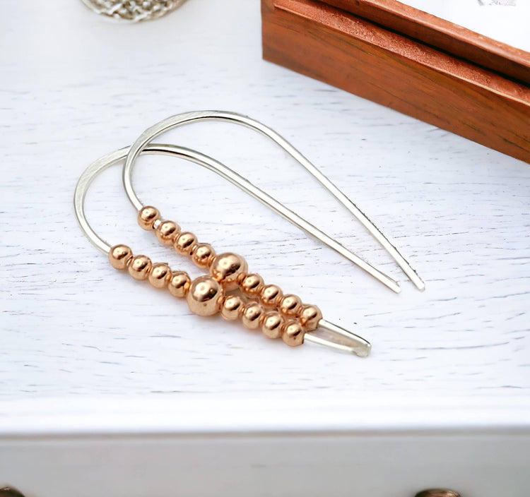 Sterling Silver and Copper Threader Earrings