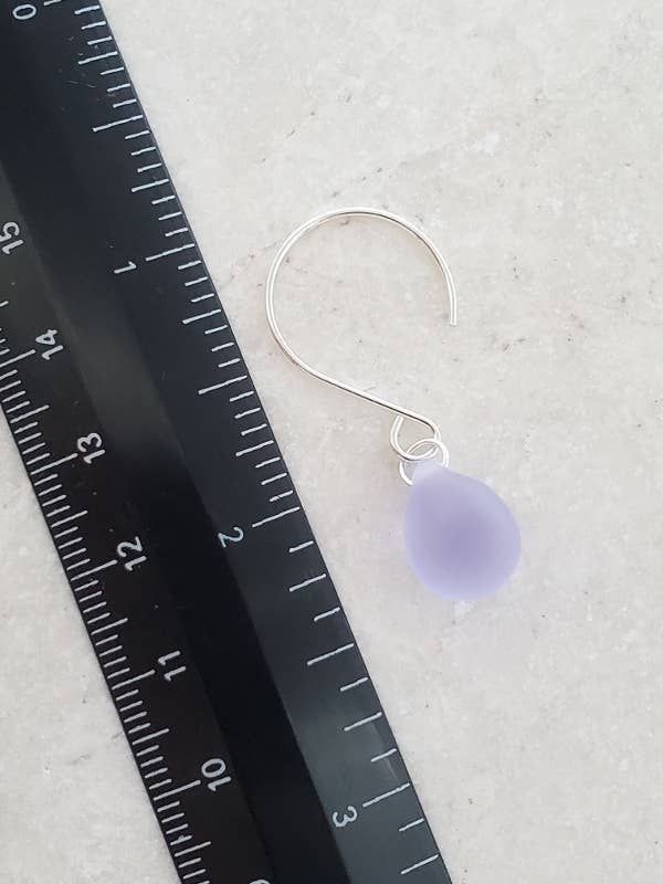 Periwinkle Silver Sea Glass Droplets Earrings