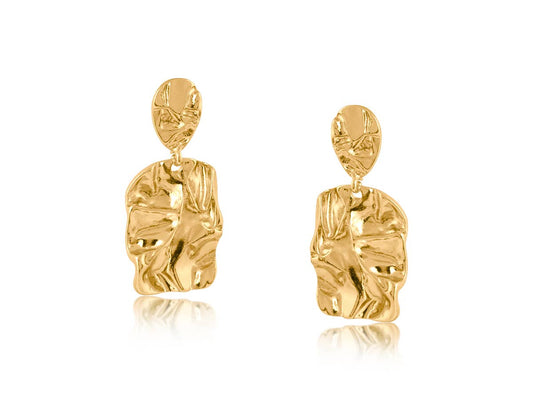 Penelope Crushed Metal Dangle Earrings: GOLD