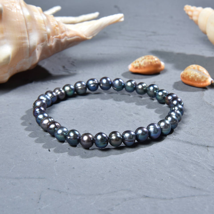 Peacock Pearl Stretch Bracelet