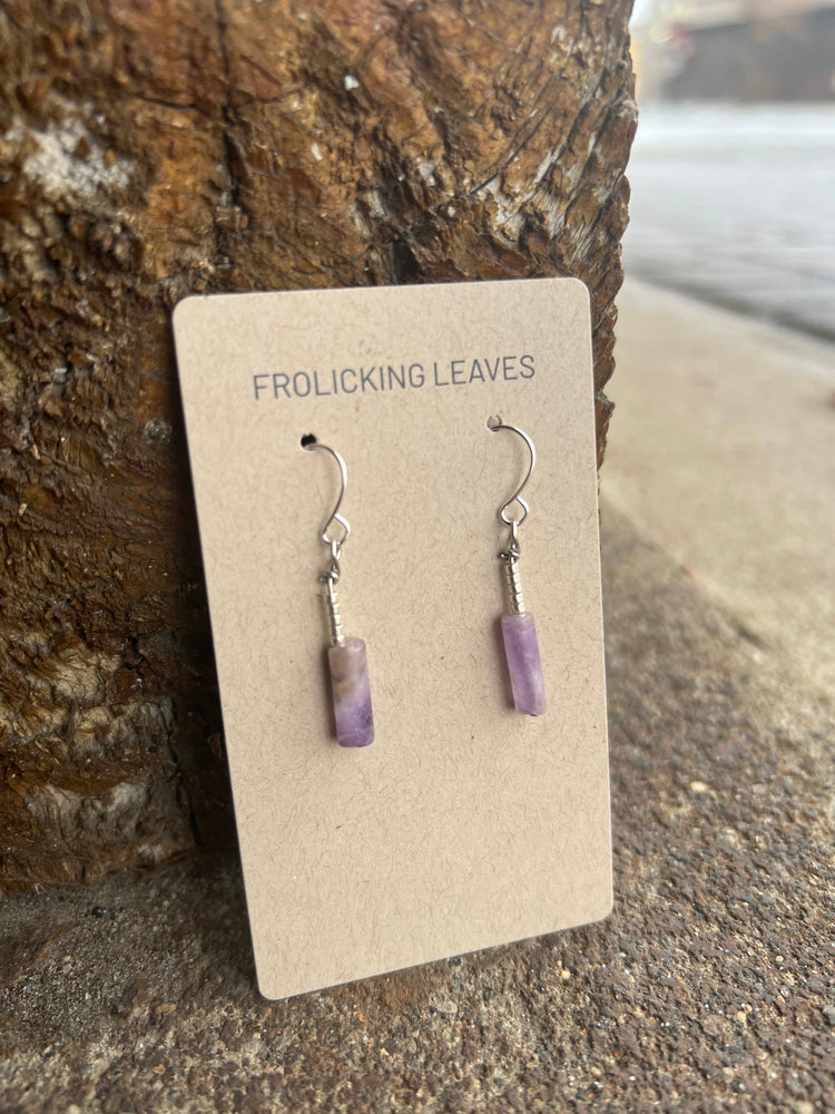 Amethyst Beaded Earrings: Sterling Silver Ear Wire