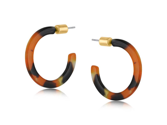 Hortense Thin Resin Hoop Earrings: ORANGE BLACK
