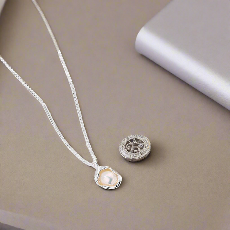 Silver Shell Pearl Necklace