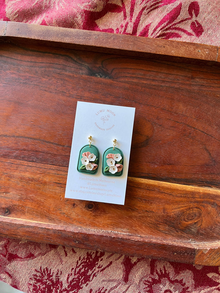 Simple Green Floral Earrings