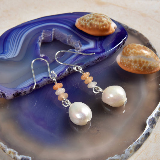 Rose Aventurine  & Pearl Drop Earrings