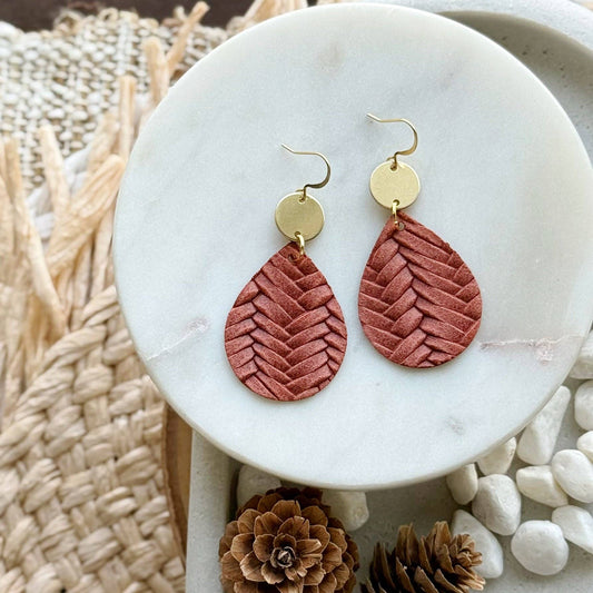 Dew Drop | Rust Braid Earrings