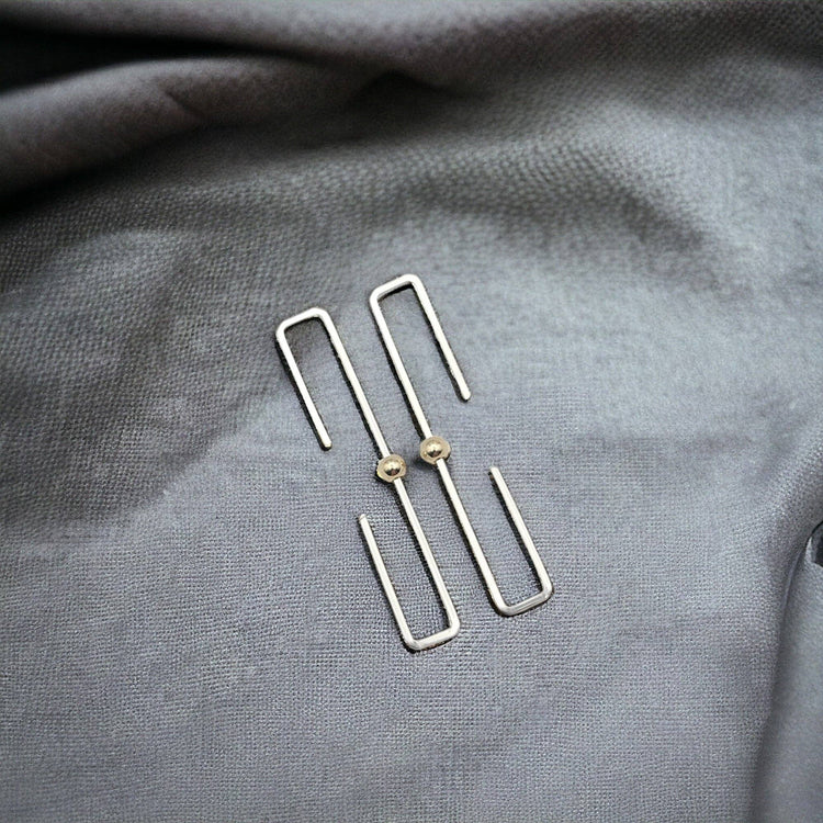 Sterling Silver Rectangle Threader Earrings