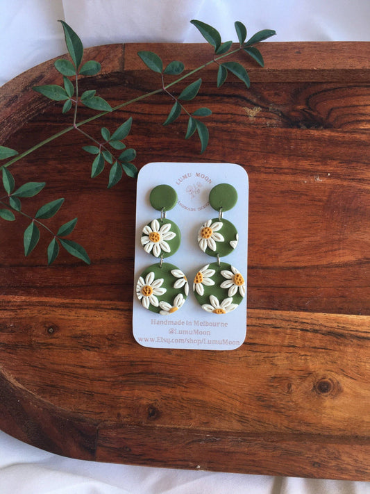 Daisy Statement Earrings in Long Dangle
