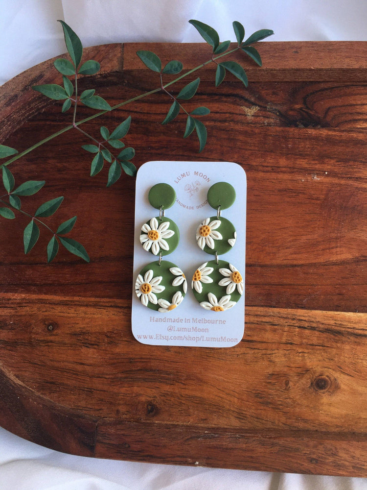 Daisy Statement Earrings in Long Dangle