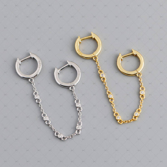 Single Silver Handcuff Tassel Earring