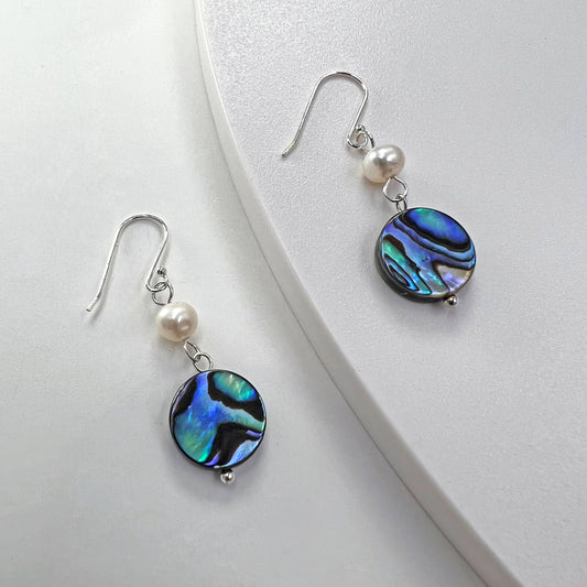 Abalone & Pearl Drop Silver Earring
