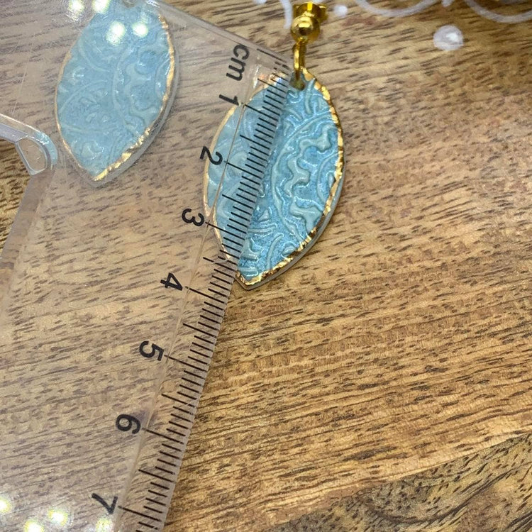 Lucia - Porcelain Earrings with Gold: Light Blue