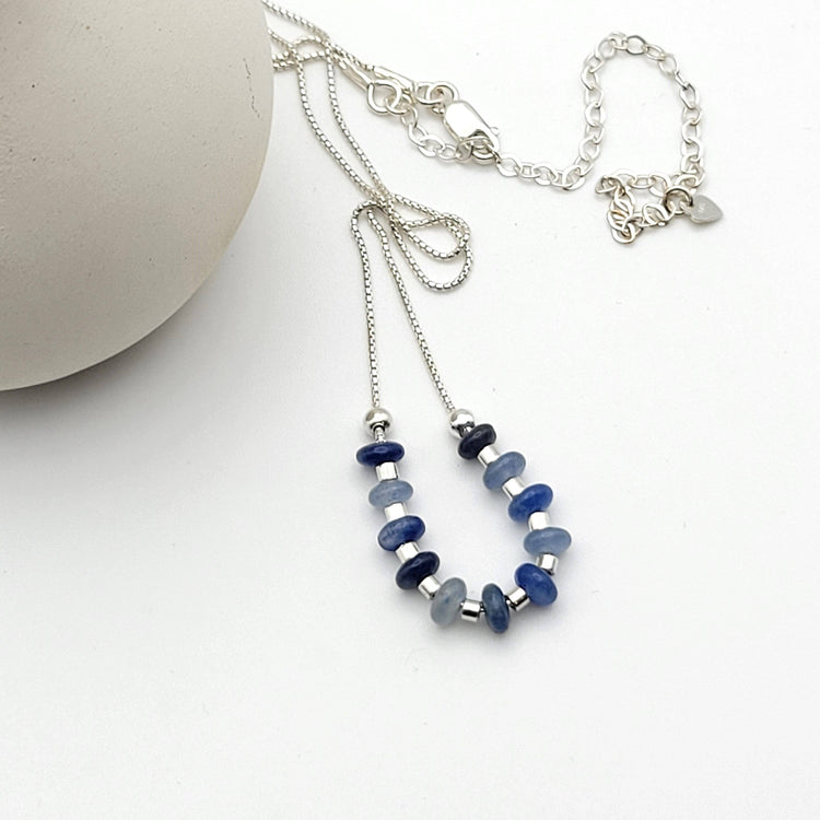 Silver Necklace with Blue Aventurine Gemstones
