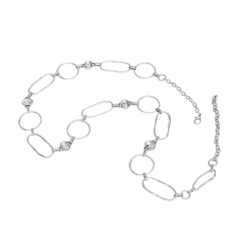 Handmade Crystal Chained Pewter Necklace