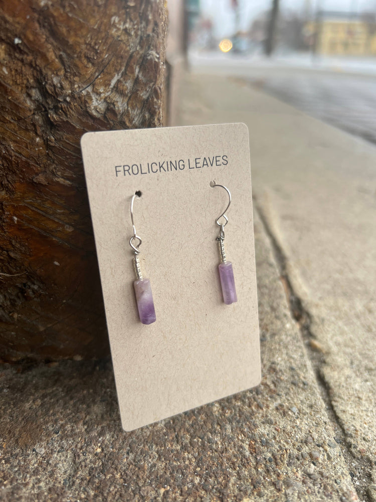 Amethyst Beaded Earrings: Sterling Silver Ear Wire