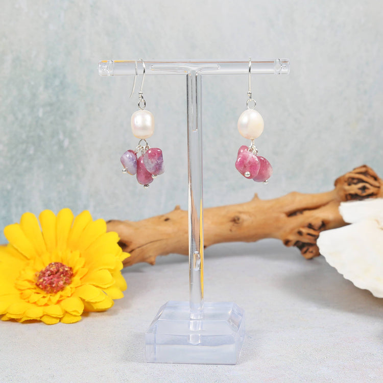 Tourmaline and Freshwater Pearl Earrings