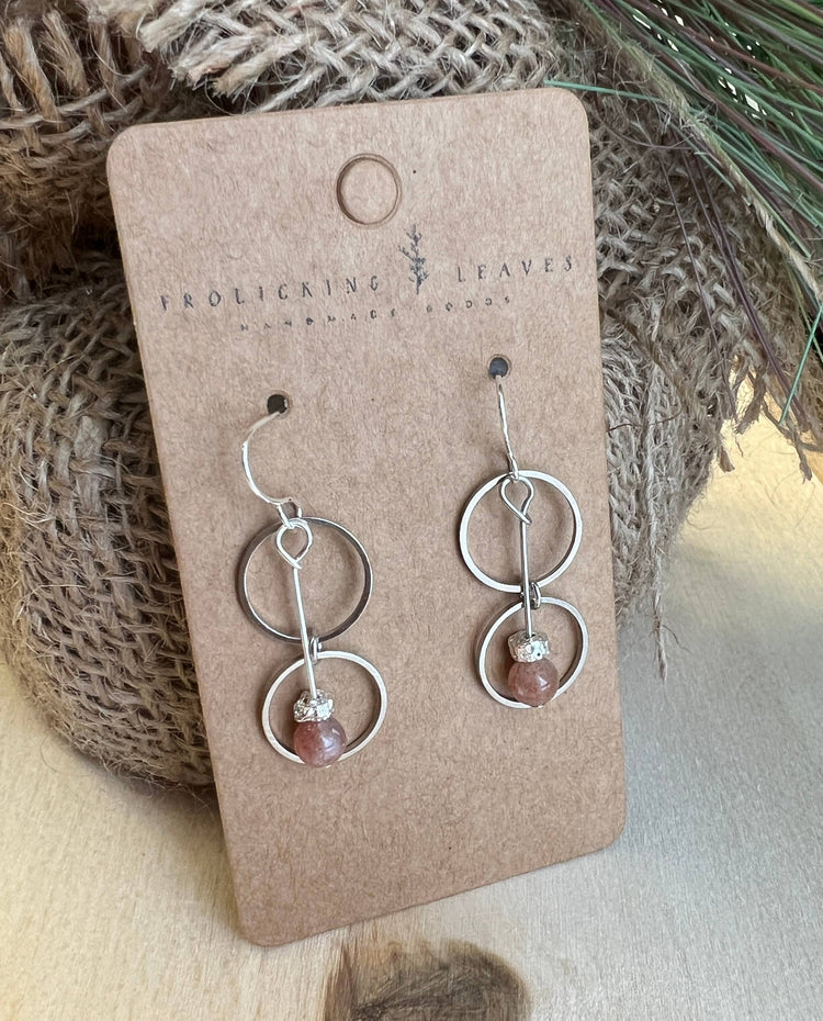 Sunstone & Silver Ring Earrings