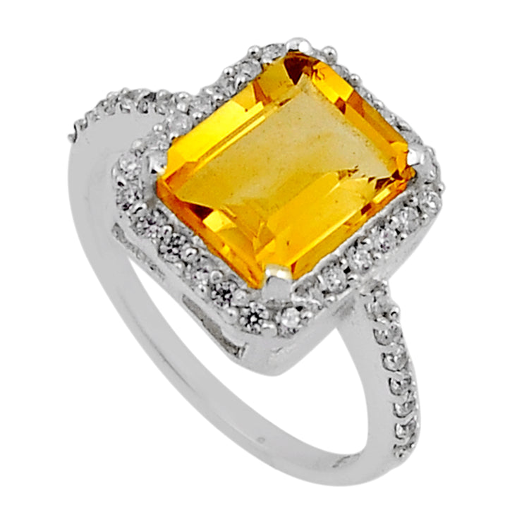 Citrine and Topaz Rectangle Silver Ring