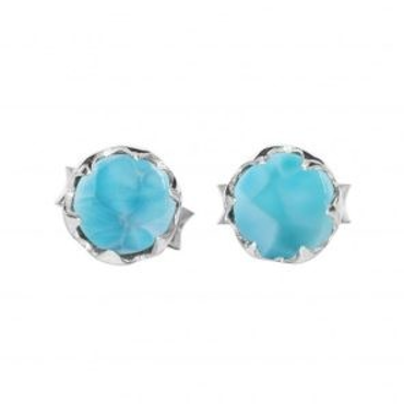Larimar Silver Stud Earrings