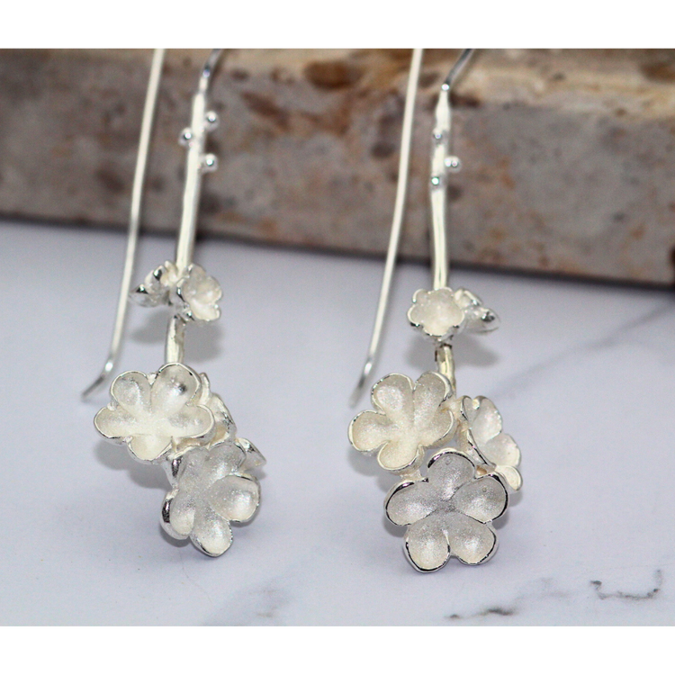 Flora Blanco Silver Hook Earrings