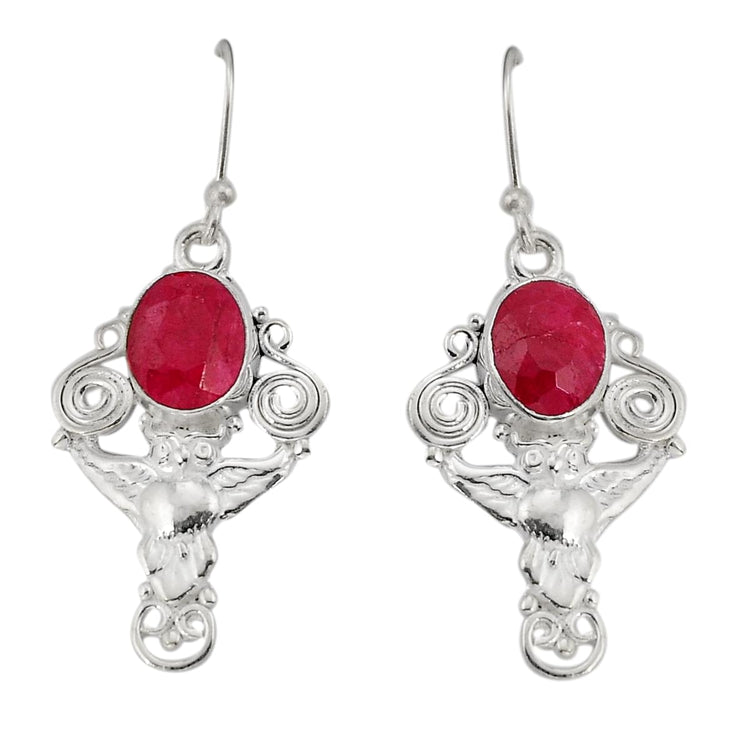 Ruby Silver Owl Earrings