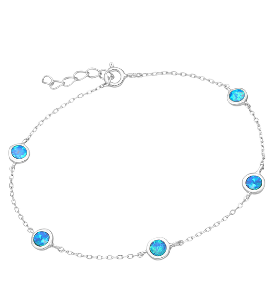 Opal Chain Silver Bracelet