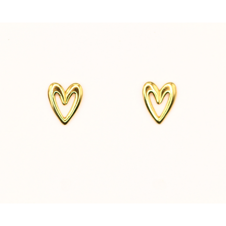 Golden Heart Stud Earrings