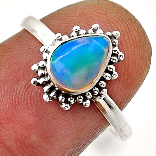 Opal Pear Silver Ring