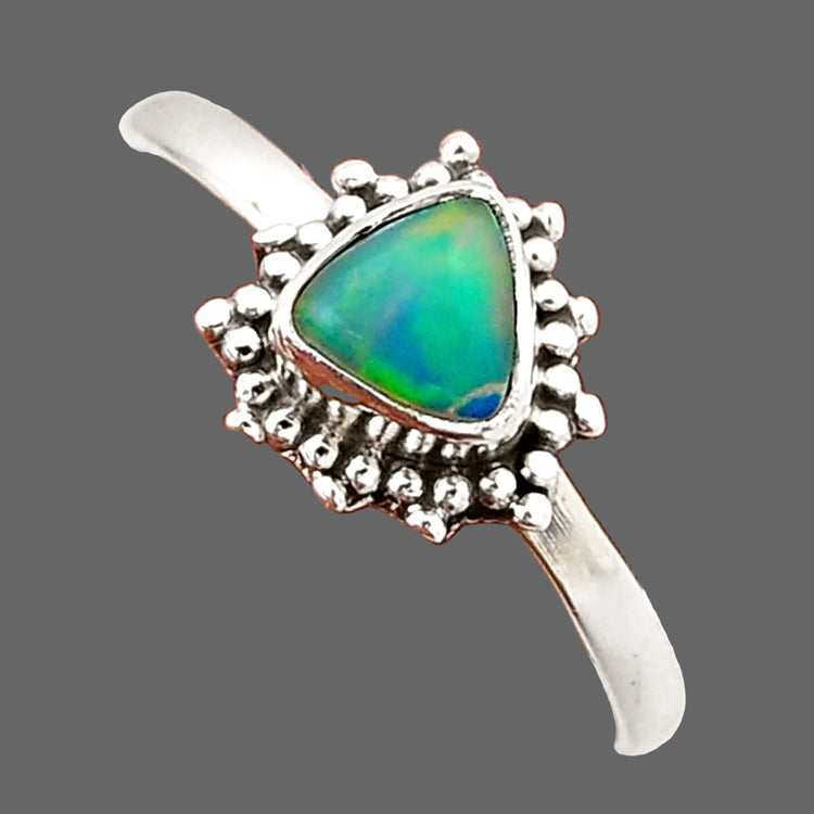 Opal Triangle Silver Ring
