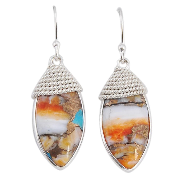 Spiny Oyster Turquoise Silver Earring