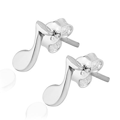 Silver Music Note Studs