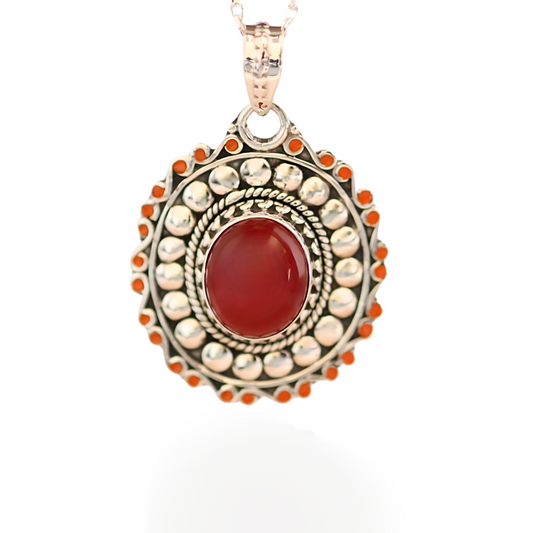 Bold Honey Onyx Silver Pendant