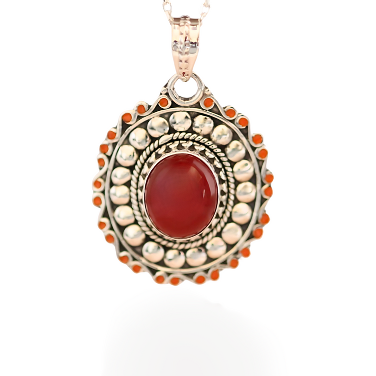 Bold Honey Onyx Silver Pendant