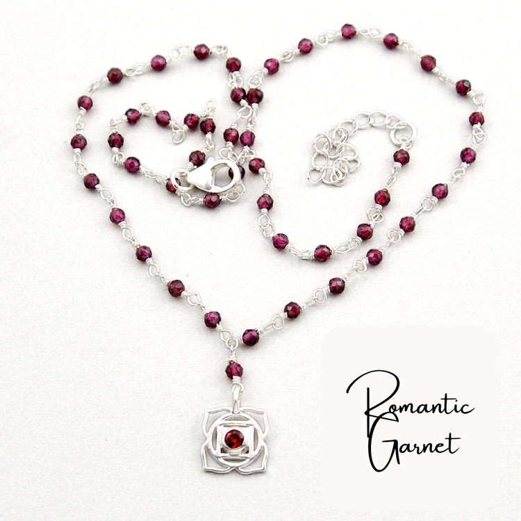 Romantic Garnet Silver Necklace